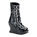5 Inch Platform Wedge Boots Black Gothic Boots Buckles Peep Toe