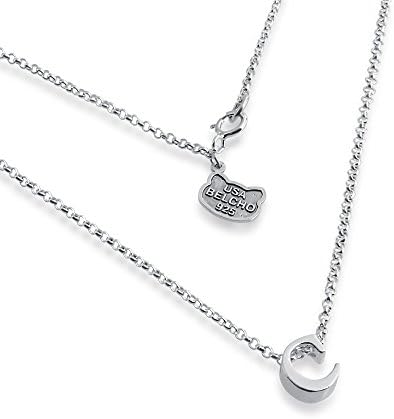 Initial Letter C Personalized Serif Font Pendant Necklace (sterling-silver, 18 Inches)