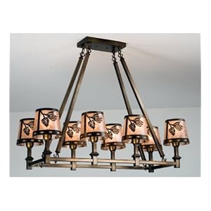 38L Balsam Pine 8 Lt Oblong Chandelier by Meyda