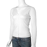 BCBG Max Azria Cardigan w/ Ribbed Sleeves, Medium, White