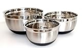 3 Piece Deluxe Non-Slip Stainless Steel Mixing Bowl Set