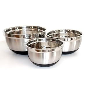 3 Piece Deluxe Non-Slip Stainless Steel Mixing Bowl Set by 