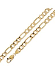 10k Solid Yellow Gold Open Figaro Chain Bracelet 8.2mm 8"