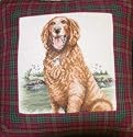 Christmas Golden Retriever Petit Red Plaid Pillow