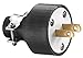 Hubbell Wiring Device-KELLEMS 15A Commercial Grade Straight Blade Plug, Black; NEMA Configuration: 1-15P