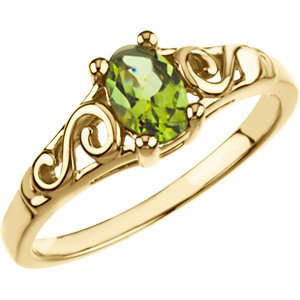 August 14K Yellow Gold Teen Imitation Birthstone Ring
