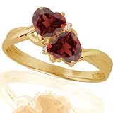 10k Yellow Gold Garnet and Diamond Heart Ring (.02 cttw, I-J Color, I1 Clarity)