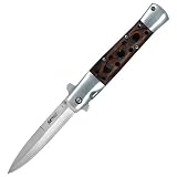M Tech Wood Contour Stiletto Folding Knife