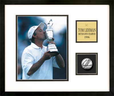 Tom Lehman Framed Autographed Golf Ball with 8x10 Photograph