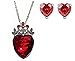 Disney Descendants Princess Evie Red Heart Crown Pendant Necklace W/ Earrings Set