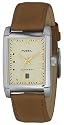 Fossil FS4018 Gents Brown Leather Strap Watch with Gold Analog Dial and Date Function