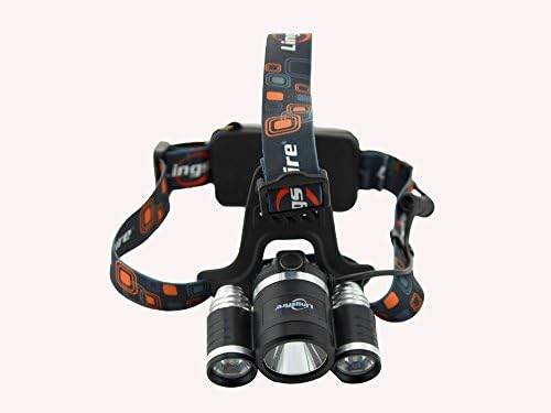LingsFire® 3 x L2 5000 Lumen LED Rechargeable Flattop Headlight Multi-functional Charging Headlamp Head Lamp with AC Charger and 2PCS 18650 3000mAh 3.7V Lithium Battery for Hiking Camping Hunting Night Riding Caving Expedition