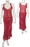 Red Skirt Set in Georgette Embroidery Womens Casual Sundresses Size S