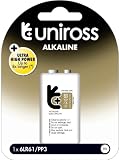 Uniross 9V size High Power Alkaline Battery 1 pack
