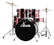 XDrum Semi (Schlagzeug Komplettset und Drumschool inkl. DVD) rot
