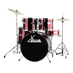 XDrum Semi (Schlagzeug Komplettset und Drumschool inkl. DVD) rot