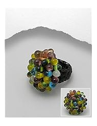 Mixed Colors Cotton Waxed Thread Glass Ring