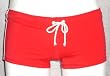 Red/White Drawstring Square-Cut Boy-Short with Seamless Front