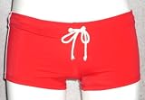 Red/White Drawstring Square-Cut Boy-Short