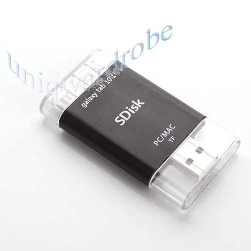 2in1 Storage Usb Tf Card Reader Adapter For Samsung Galaxy Tab 8.9/10.1/pc /mac Black Picture