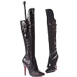 Sexy Fetish Boot Riding Crop Flogger Included Black Whip 5 Inch Heel Womens Knee Boot