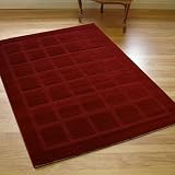 Quality Modern Contemporary Visiona Squares Rug Red