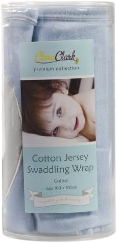Cotton Jersey Swaddling Wrap - Animal print - Jungle Giraffe, Light Blue