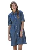 Short snap-front denim dress