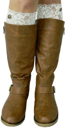 Rack Apparel Womens Lace Boot Cuff Cream s/m