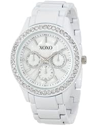 XOXO Womens XO5411  White Enamel Bracelet With Rhinestones Accent Watch