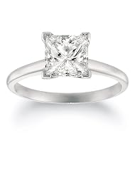 Certified Platinum Princess-Cut Solitaire Diamond Engagement Ring (2 Cttw, G-H... by