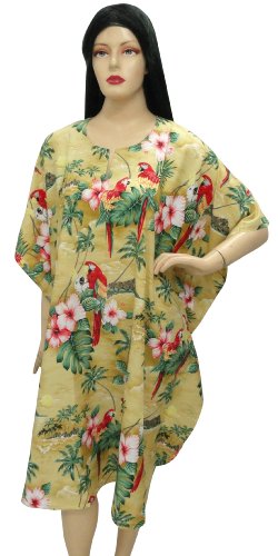 Pleasing Parrot Printed Kaftan Cover up Plus Size Maternity Short Tunic