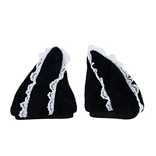 Pawstar Gothic Lolita Kitty Necomimi Fleece and Lace Sleeves Covers Replacements - Black with White