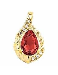 14K Yellow Gold Pear Cut Chatham Created Ruby and Diamond Pendant -- LIFETIME WARRANTY