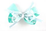 Genuine Lexa Lou Peace Sign Cheetah Print Turquoise Hair Bow