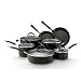 KitchenAid Porcelain Enamel Nonstick 12-Piece Cookware Set, Black
