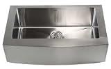 33 Inch Stainless Steel Curved Front Farm Apron Single Bowl Kitchen Sink 15mm Radius Design