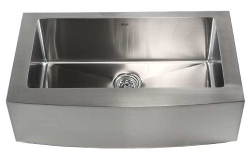 33 Inch Stainless Steel Curved Front Farm Apron Single Bowl Kitchen Sink 15mm Radius Design