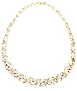 18k Yellow Gold Plated Sterling Silver Ruby and Diamond Accent Necklace, 17 by Amazon.com Collection