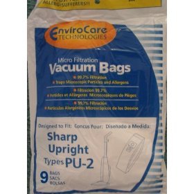 Sharp Upright Types PU-2 Vacuum Bags Microfiltration with Closure - 9 Pack