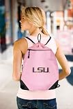 LSU Tigers Pink Drawstring Bag Backpack LSU OFFICIAL College Logo Drawstring Bags - For School Beach Gym