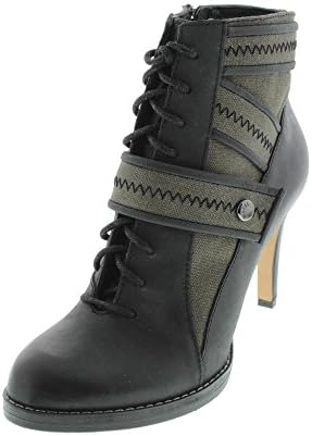 Diesel Womens Fame Strap Daissy Leather Trim Heels Ankle Boots