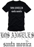 LOS ANGELES stanta monica beach t-shirt BLACK / WHITE