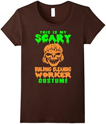 Women's Scary Building Cleaning Worker Costume Halloween T Shirt XL Brown