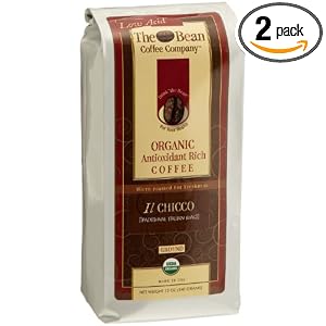 The Bean Coffee Company, Il Chicco (Traditional Italian Roast) Organic Ground Coffee, 12-Ounce Bags (Pack of 2)