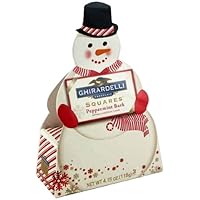 Ghirardelli Chocolate Squares, Peppermint Bark, 4.15-Ounce Snowman Gift Boxes (Pack of 4)