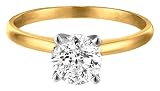  : 10k Yellow Gold Round Solitaire Diamond Engagement Ring (3/4 ct, J-K Color, I2-I3 Clarity), Size 5
