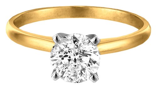 10k Yellow Gold Round Solitaire Diamond Engagement Ring (1/2 ct, J-K Color, I2-I3 Clarity), Size 6