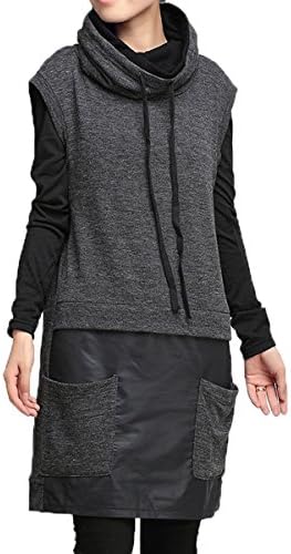 OriginC Women's knitted hooded vest (one size, gray)