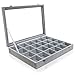Gray Velvet Decorative 24 Slot Jewelry Display Box/Dresser Top Necklace Earrings Organizer - MyGift